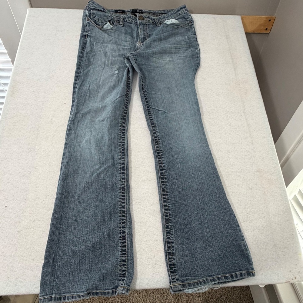 a.n.a. Womens Blue Bootcut Jeans Medium Wash Distressed Size 14 RN93677